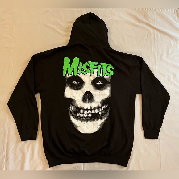 Misfits Hoodie Just Hoods AWDis Sweatshirt Skull Pullover Black XL - Picture 1 of 16